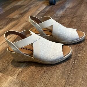 Sonoma Cream Linen Espadrille Wedges